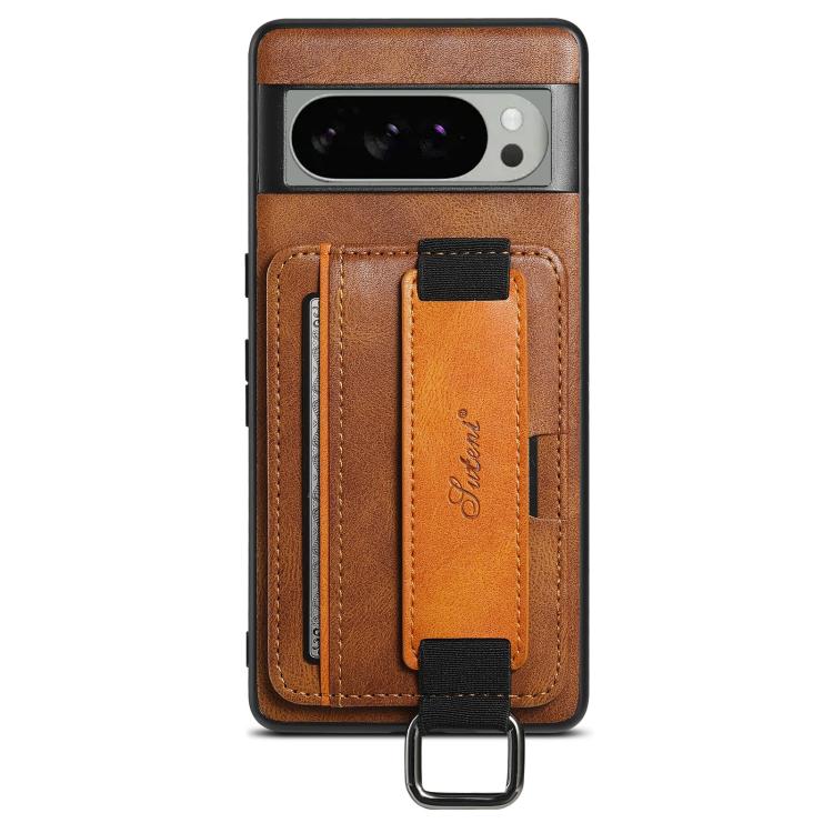 For Googel Pixel 10 Pro XL Suteni H13 Card Wallet Wrist Strap Holder PU Phone Case(Brown) - Google Cases by Suteni | Online Shopping UK | buy2fix
