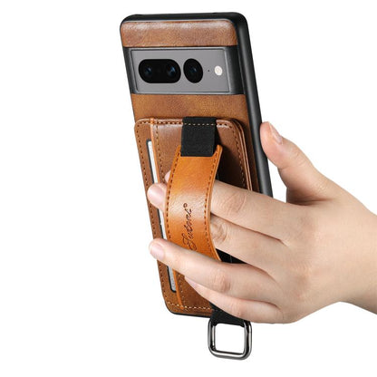 For Googel Pixel 10 Pro XL Suteni H13 Card Wallet Wrist Strap Holder PU Phone Case(Brown) - Google Cases by Suteni | Online Shopping UK | buy2fix