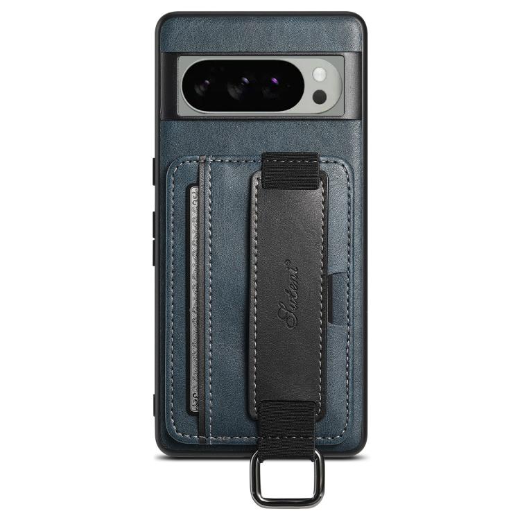 For Googel Pixel 10 Pro XL Suteni H13 Card Wallet Wrist Strap Holder PU Phone Case(Blue) - Google Cases by Suteni | Online Shopping UK | buy2fix