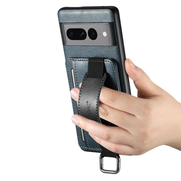 For Googel Pixel 10 Pro XL Suteni H13 Card Wallet Wrist Strap Holder PU Phone Case(Blue) - Google Cases by Suteni | Online Shopping UK | buy2fix
