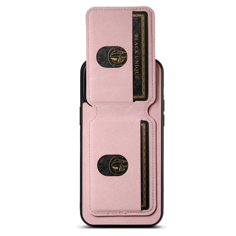 For iPhone 15 Pro Suteni H02 Litchi Leather Card Wallet Stand Back Phone Case(Pink) - iPhone 15 Pro Cases by Suteni | Online Shopping UK | buy2fix
