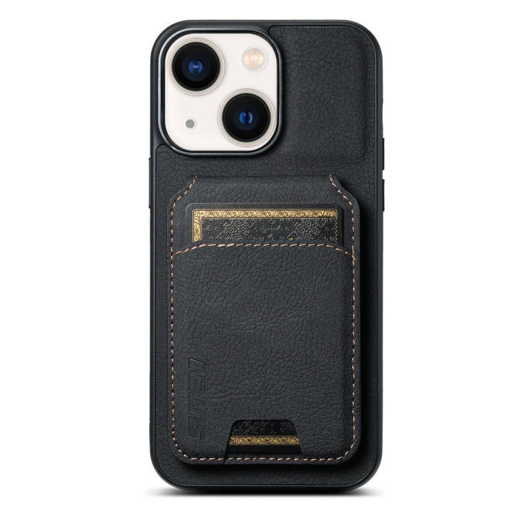 For iPhone 14 Suteni H02 Litchi Leather Card Wallet Stand Back Phone Case(Black) - iPhone 14 Cases by Suteni | Online Shopping UK | buy2fix