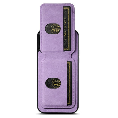 For iPhone 14 Suteni H02 Litchi Leather Card Wallet Stand Back Phone Case(Purple) - iPhone 14 Cases by Suteni | Online Shopping UK | buy2fix