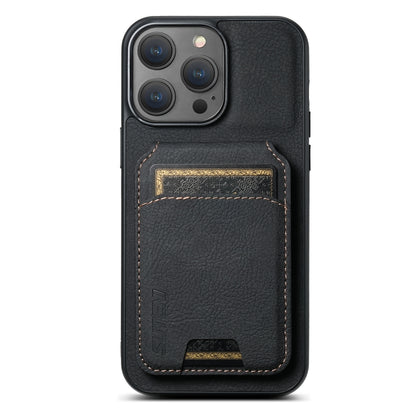 For iPhone 14 Pro Max Suteni H02 Litchi Leather Card Wallet Stand Back Phone Case(Black) - iPhone 14 Pro Max Cases by Suteni | Online Shopping UK | buy2fix