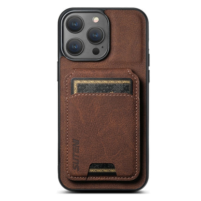 For iPhone 13 Pro Max Suteni H02 Litchi Leather Card Wallet Stand Back Phone Case(Brown) - iPhone 13 Pro Max Cases by Suteni | Online Shopping UK | buy2fix