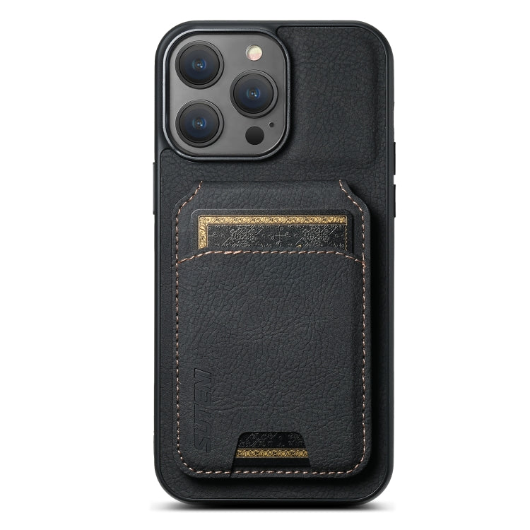 For iPhone 13 Pro Suteni H02 Litchi Leather Card Wallet Stand Back Phone Case(Black) - iPhone 13 Pro Cases by Suteni | Online Shopping UK | buy2fix