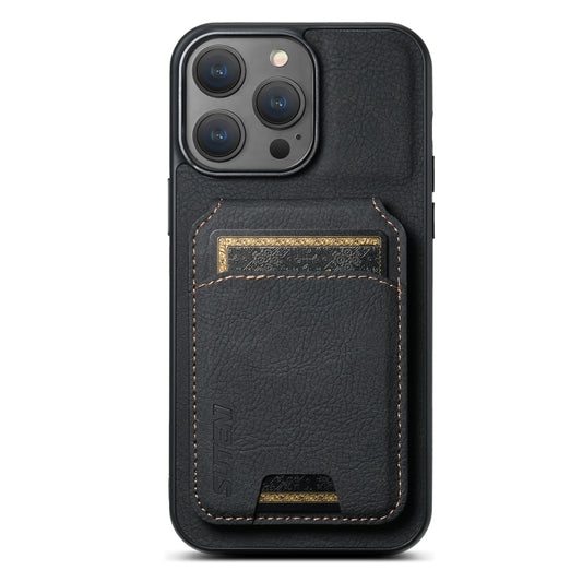 For iPhone 13 Pro Suteni H02 Litchi Leather Card Wallet Stand Back Phone Case(Black) - iPhone 13 Pro Cases by Suteni | Online Shopping UK | buy2fix