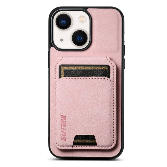 For iPhone 13 Suteni H02 Litchi Leather Card Wallet Stand Back Phone Case(Pink) - iPhone 13 Cases by Suteni | Online Shopping UK | buy2fix