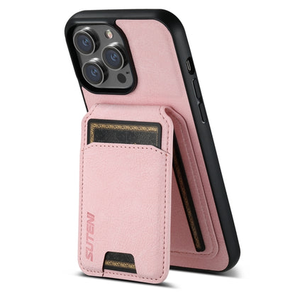 For iPhone 12 Pro Max Suteni H02 Litchi Leather Card Wallet Stand Back Phone Case(Pink) - iPhone 12 Pro Max Cases by Suteni | Online Shopping UK | buy2fix