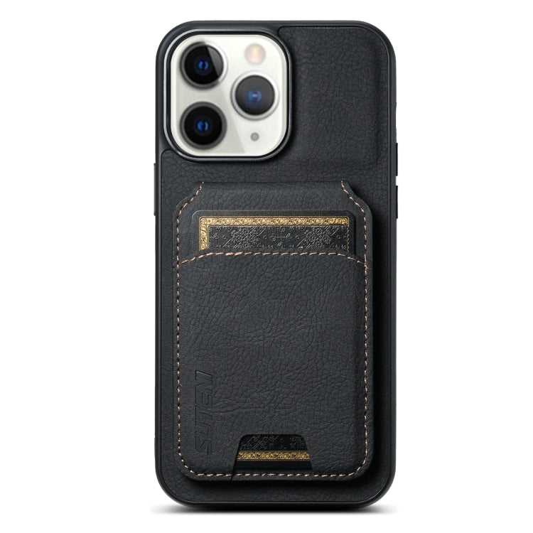 For iPhone 11 Pro Max Suteni H02 Litchi Leather Card Wallet Stand Back Phone Case(Black) - iPhone 11 Pro Max Cases by Suteni | Online Shopping UK | buy2fix