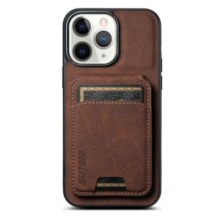 For iPhone 11 Pro Max Suteni H02 Litchi Leather Card Wallet Stand Back Phone Case(Brown) - iPhone 11 Pro Max Cases by Suteni | Online Shopping UK | buy2fix