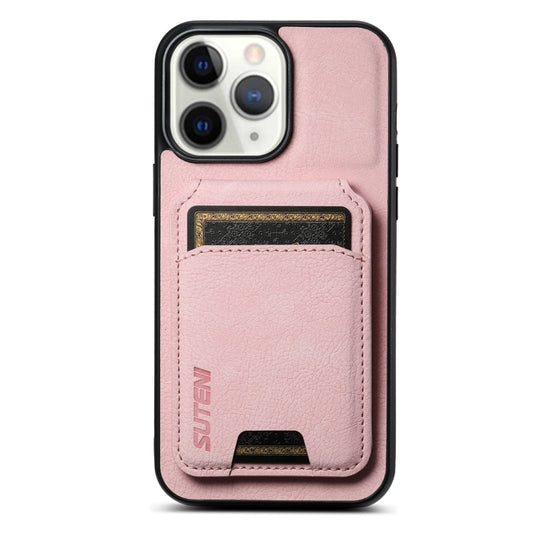 For iPhone 11 Pro Max Suteni H02 Litchi Leather Card Wallet Stand Back Phone Case(Pink) - iPhone 11 Pro Max Cases by Suteni | Online Shopping UK | buy2fix