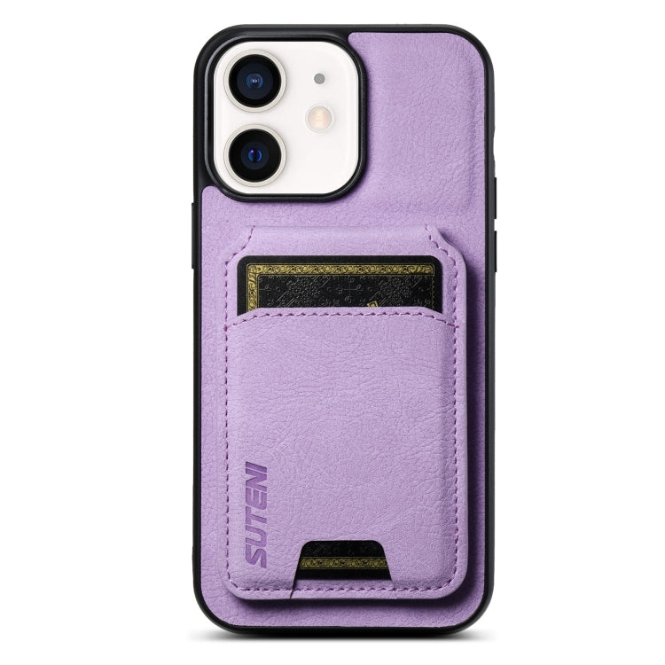For iPhone 11 Suteni H02 Litchi Leather Card Wallet Stand Back Phone Case(Purple) - iPhone 11 Cases by Suteni | Online Shopping UK | buy2fix