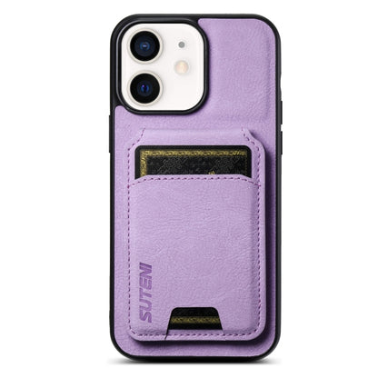 For iPhone 11 Suteni H02 Litchi Leather Card Wallet Stand Back Phone Case(Purple) - iPhone 11 Cases by Suteni | Online Shopping UK | buy2fix