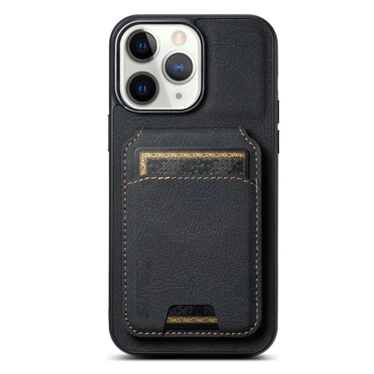 For iPhone 11 Pro Suteni H02 Litchi Leather Card Wallet Stand Back Phone Case(Black)