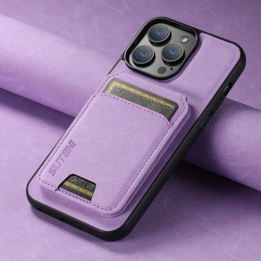 For iPhone 11 Pro Suteni H02 Litchi Leather Card Wallet Stand Back Phone Case(Purple) - iPhone 11 Pro Cases by Suteni | Online Shopping UK | buy2fix
