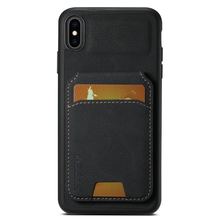 For iPhone X / XS Suteni H02 Litchi Leather Card Wallet Stand Back Phone Case(Black) - More iPhone Cases by Suteni | Online Shopping UK | buy2fix
