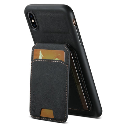 For iPhone X / XS Suteni H02 Litchi Leather Card Wallet Stand Back Phone Case(Black) - More iPhone Cases by Suteni | Online Shopping UK | buy2fix