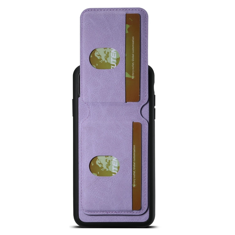 For iPhone X / XS Suteni H02 Litchi Leather Card Wallet Stand Back Phone Case(Purple) - More iPhone Cases by Suteni | Online Shopping UK | buy2fix