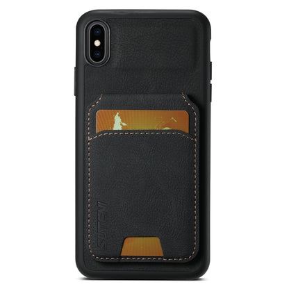 For iPhone XR Suteni H02 Litchi Leather Card Wallet Stand Back Phone Case(Black) - More iPhone Cases by Suteni | Online Shopping UK | buy2fix