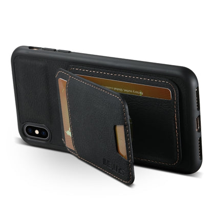 For iPhone XR Suteni H02 Litchi Leather Card Wallet Stand Back Phone Case(Black) - More iPhone Cases by Suteni | Online Shopping UK | buy2fix
