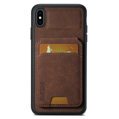 For iPhone XR Suteni H02 Litchi Leather Card Wallet Stand Back Phone Case(Brown) - More iPhone Cases by Suteni | Online Shopping UK | buy2fix