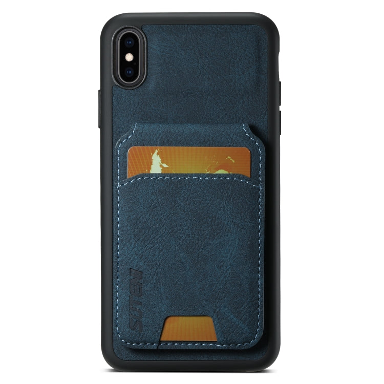 For iPhone XR Suteni H02 Litchi Leather Card Wallet Stand Back Phone Case(Blue) - More iPhone Cases by Suteni | Online Shopping UK | buy2fix