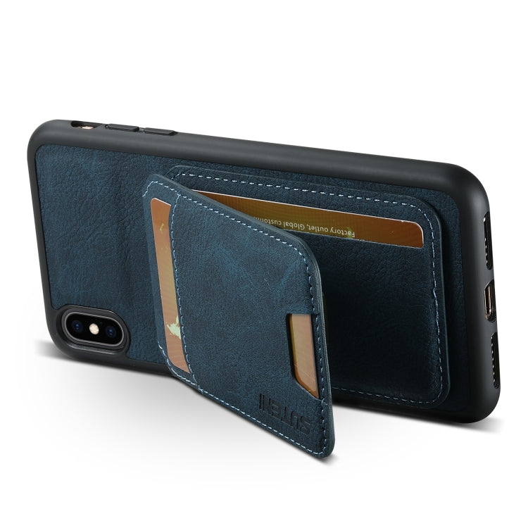 For iPhone XR Suteni H02 Litchi Leather Card Wallet Stand Back Phone Case(Blue) - More iPhone Cases by Suteni | Online Shopping UK | buy2fix