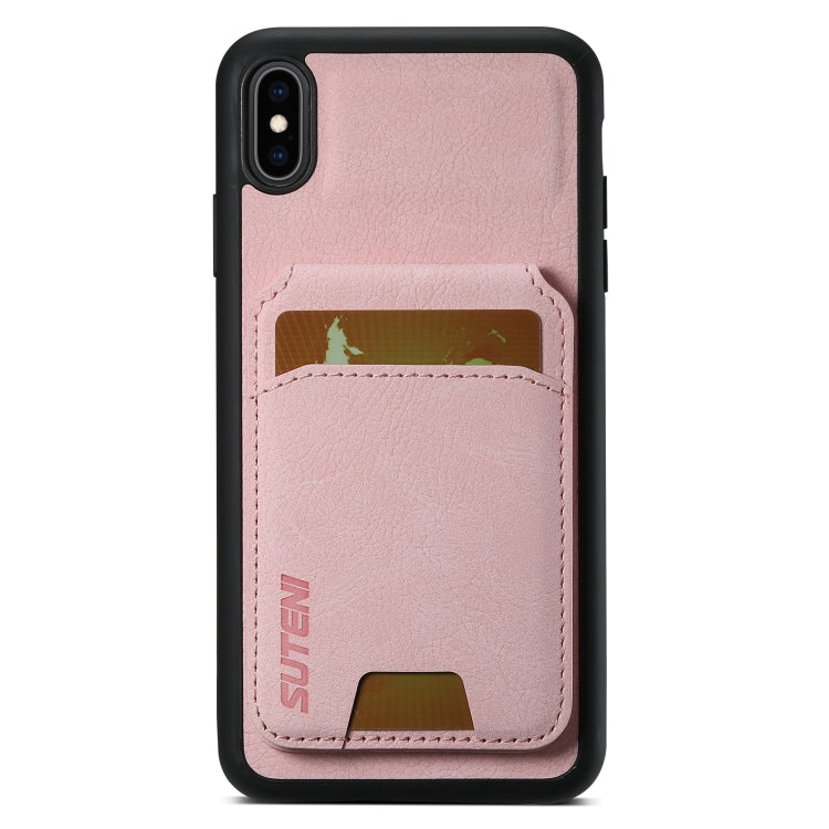 For iPhone XR Suteni H02 Litchi Leather Card Wallet Stand Back Phone Case(Pink) - More iPhone Cases by Suteni | Online Shopping UK | buy2fix