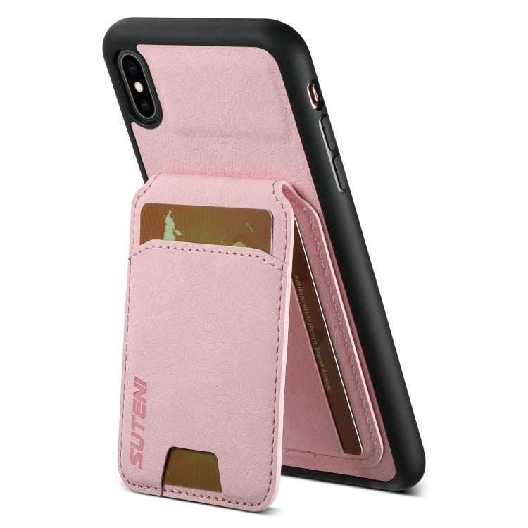 For iPhone XR Suteni H02 Litchi Leather Card Wallet Stand Back Phone Case(Pink) - More iPhone Cases by Suteni | Online Shopping UK | buy2fix