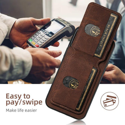 For iPhone 16e Suteni H02 Litchi Leather Card Wallet Stand Back Phone Case(Brown) - iPhone 16e Cases by Suteni | Online Shopping UK | buy2fix