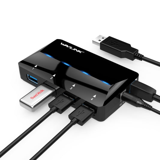WAVLINK WL-UH3042P1 2.4A Fast Charging Adapter for Keyboard Mouse 4-Port USB3.0 HUB(UK Plug) by WAVLINK