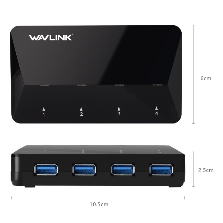 WAVLINK WL-UH3042P1 2.4A Fast Charging Adapter for Keyboard Mouse 4-Port USB3.0 HUB(AU Plug) - USB 3.0 HUB by WAVLINK | Online Shopping UK | buy2fix