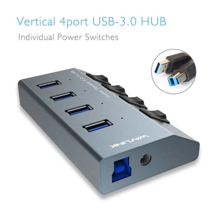 WAVLINK WL-UH3049 USB 3.0 4-Ports Desktop Fast Charger Station with Independent Switch(US Plug) - USB 3.0 HUB by WAVLINK | Online Shopping UK | buy2fix