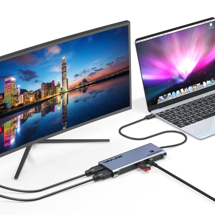 WAVLINK WL-UTD05 Multi-Function 4-in-1 Extender Type-C to DP Thunderbolt 3 Connector 4K Transfer - USB HUB by WAVLINK | Online Shopping UK | buy2fix