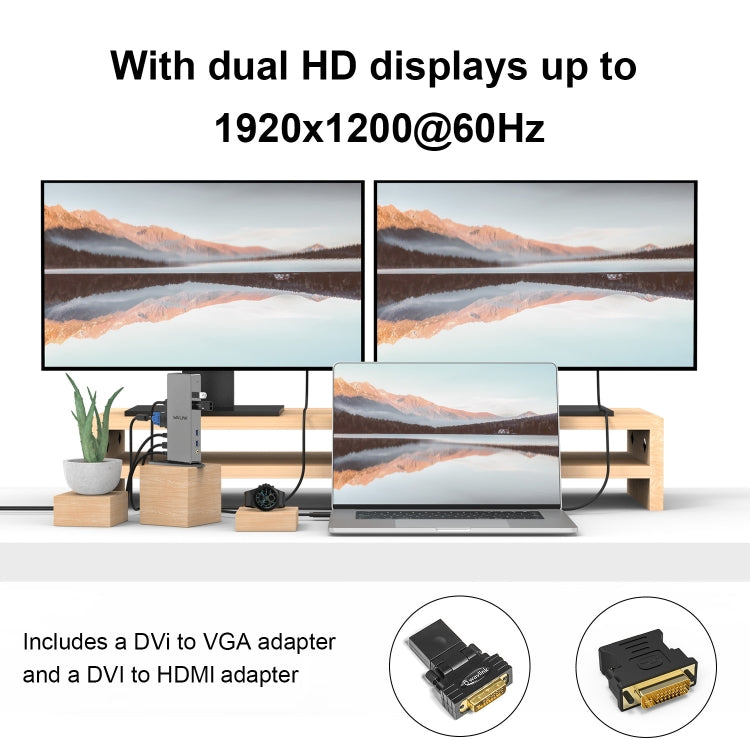 WAVLINK WL-UG39DK7 USB3.0 Hub Adapter Multi-Screen Graphics Card Universal Docking Station, Plug:UK Plug - USB HUB by WAVLINK | Online Shopping UK | buy2fix