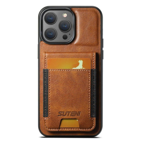 For iPhone 13 Pro Suteni H03 Oil Wax Leather Wallet Stand Back Phone Case(Brown) - iPhone 13 Pro Cases by Suteni | Online Shopping UK | buy2fix