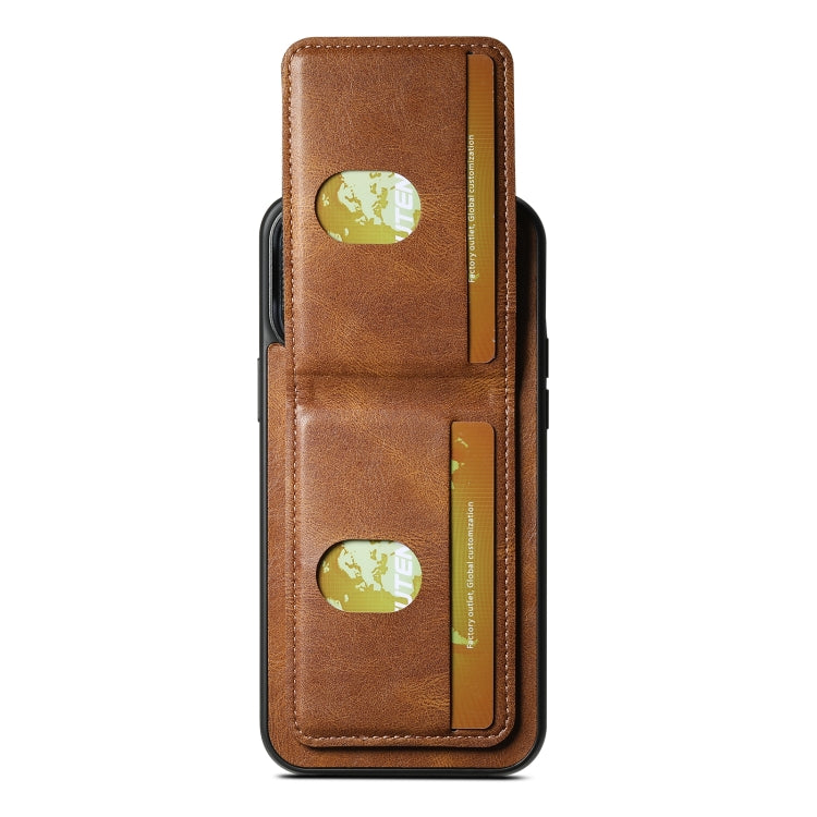 For iPhone 13 Suteni H03 Oil Wax Leather Wallet Stand Back Phone Case(Brown) - iPhone 13 Cases by Suteni | Online Shopping UK | buy2fix