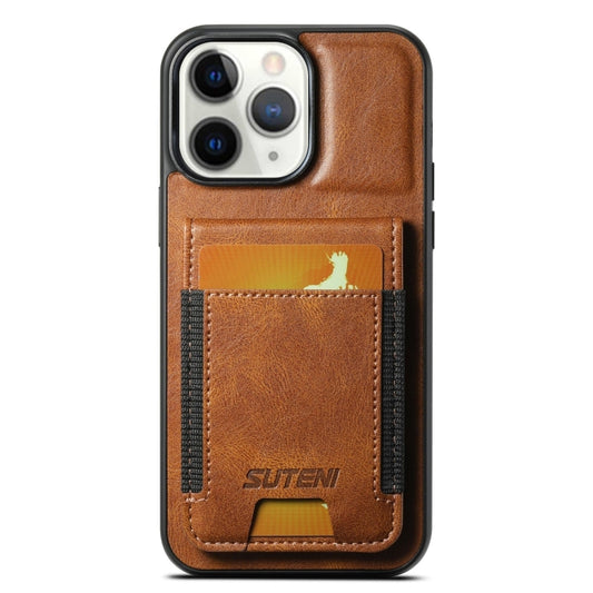 For iPhone 11 Pro Max Suteni H03 Oil Wax Leather Wallet Stand Back Phone Case(Brown) - iPhone 11 Pro Max Cases by Suteni | Online Shopping UK | buy2fix