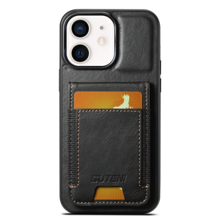 For iPhone 11 Suteni H03 Oil Wax Leather Wallet Stand Back Phone Case(Black) - iPhone 11 Cases by Suteni | Online Shopping UK | buy2fix