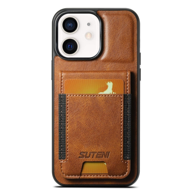 For iPhone 11 Suteni H03 Oil Wax Leather Wallet Stand Back Phone Case(Brown) - iPhone 11 Cases by Suteni | Online Shopping UK | buy2fix