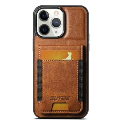 For iPhone 11 Pro Suteni H03 Oil Wax Leather Wallet Stand Back Phone Case(Brown) - iPhone 11 Pro Cases by Suteni | Online Shopping UK | buy2fix