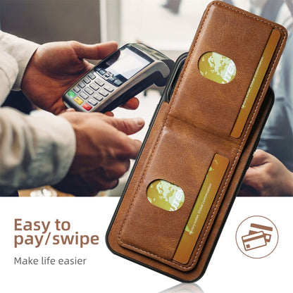 For iPhone 16 Suteni H03 Oil Wax Leather Wallet Stand Back Phone Case(Brown) by Suteni