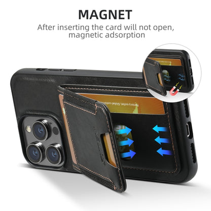 For iPhone 16 Pro Suteni H03 Oil Wax Leather Wallet Stand Back Phone Case(Black) by Suteni