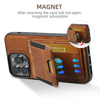 For iPhone 16 Pro Suteni H03 Oil Wax Leather Wallet Stand Back Phone Case(Brown) by Suteni