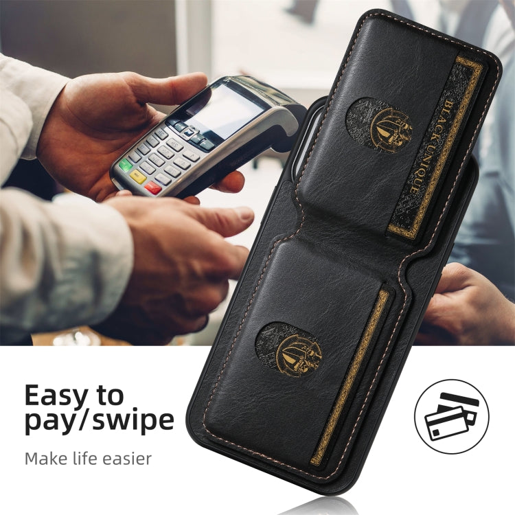 For iPhone 16 Plus Suteni H03 Oil Wax Leather Wallet Stand Back Phone Case(Black) by Suteni