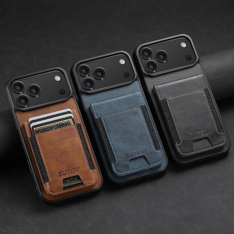 For iPhone 17 Pro Max Suteni H03 Oil Wax Leather Wallet Stand Back Phone Case(Blue) - iPhone 17 Pro Max Cases by Suteni | Online Shopping UK | buy2fix