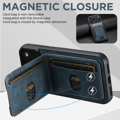 For iPhone 17 Pro Suteni H03 Oil Wax Leather Wallet Stand Back Phone Case(Blue) - iPhone 17 Pro Cases by Suteni | Online Shopping UK | buy2fix