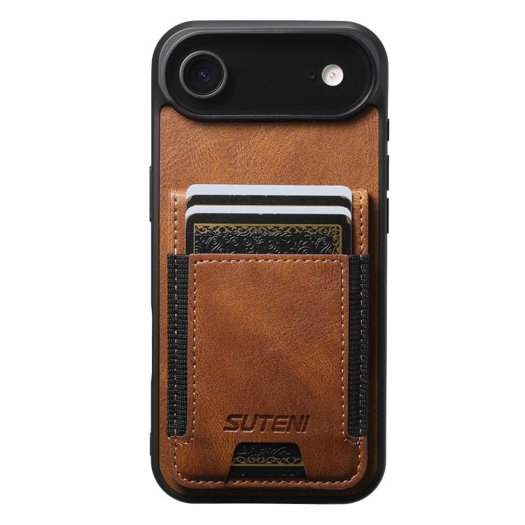 For iPhone 17 Air Suteni H03 Oil Wax Leather Wallet Stand Back Phone Case(Brown) - iPhone 17 Air Cases by Suteni | Online Shopping UK | buy2fix