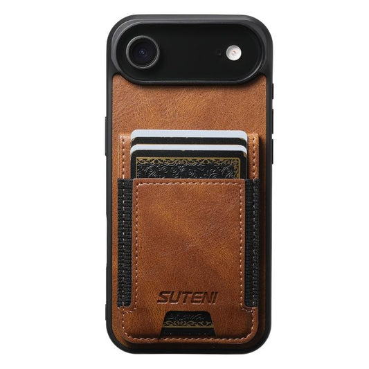 For iPhone 17 Air Suteni H03 Oil Wax Leather Wallet Stand Back Phone Case(Brown) - iPhone 17 Air Cases by Suteni | Online Shopping UK | buy2fix